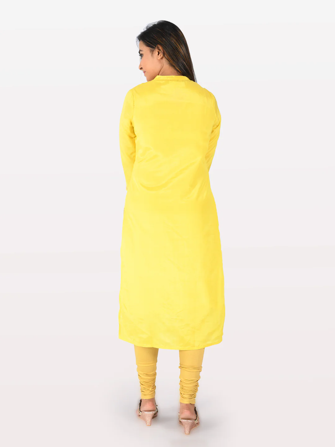 Neerus Yellow Embroidered Straight Kurta - Image 3