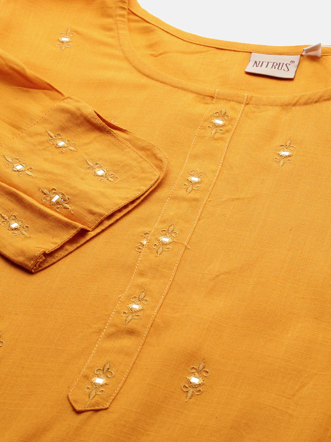 Neerus Yellow Embroidered Straight Kurta - Image 2