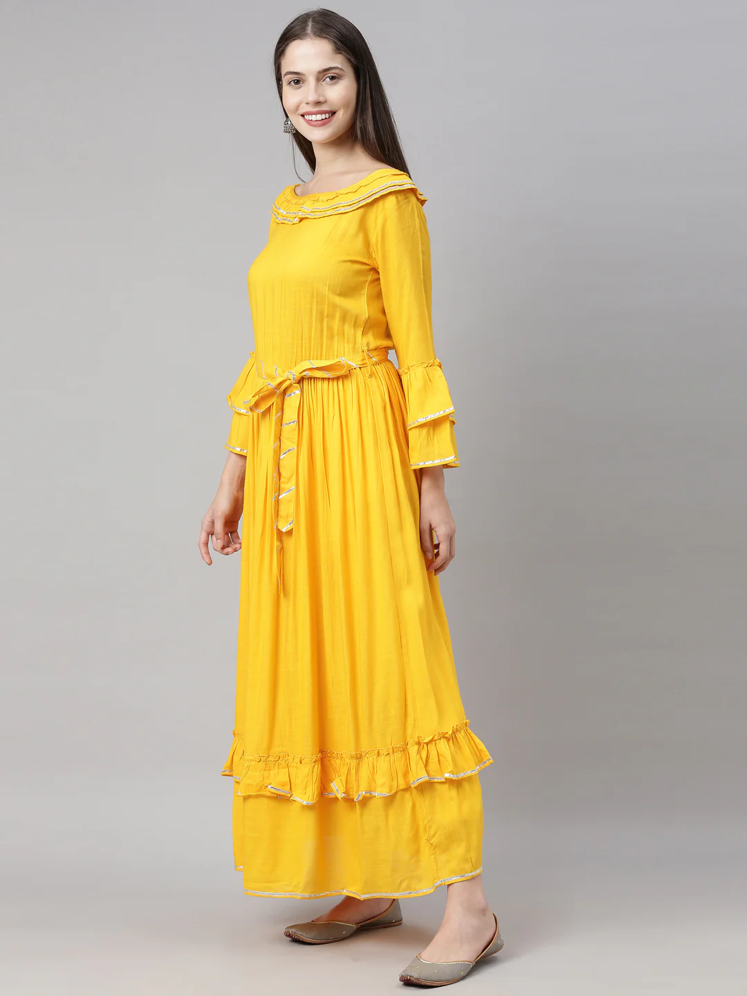 Neerus Yellow Fit & Flare Kurta - Image 10