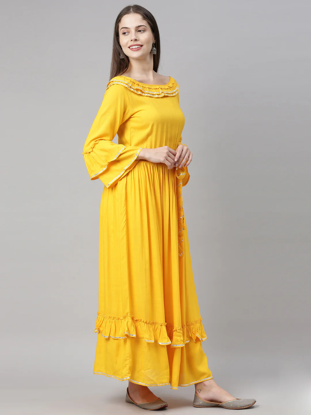Neerus Yellow Fit & Flare Kurta - Image 11