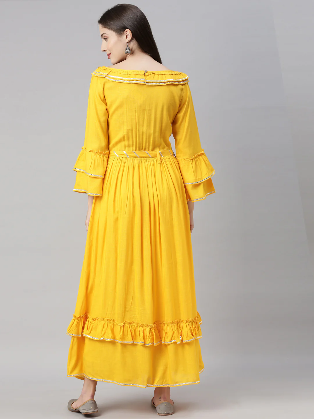 Neerus Yellow Fit & Flare Kurta - Image 12