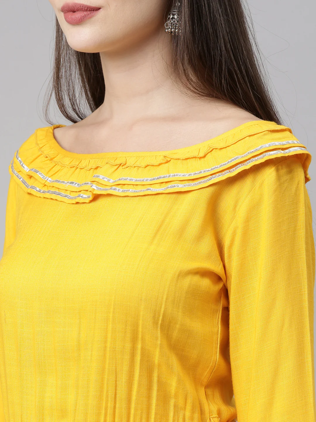 Neerus Yellow Fit & Flare Kurta - Image 6