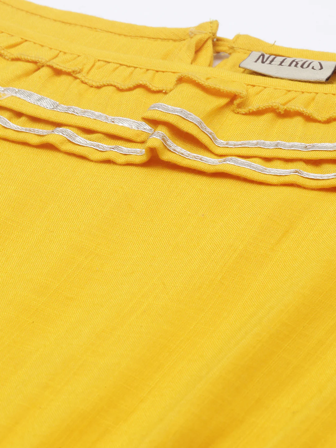 Neerus Yellow Fit & Flare Kurta - Image 8