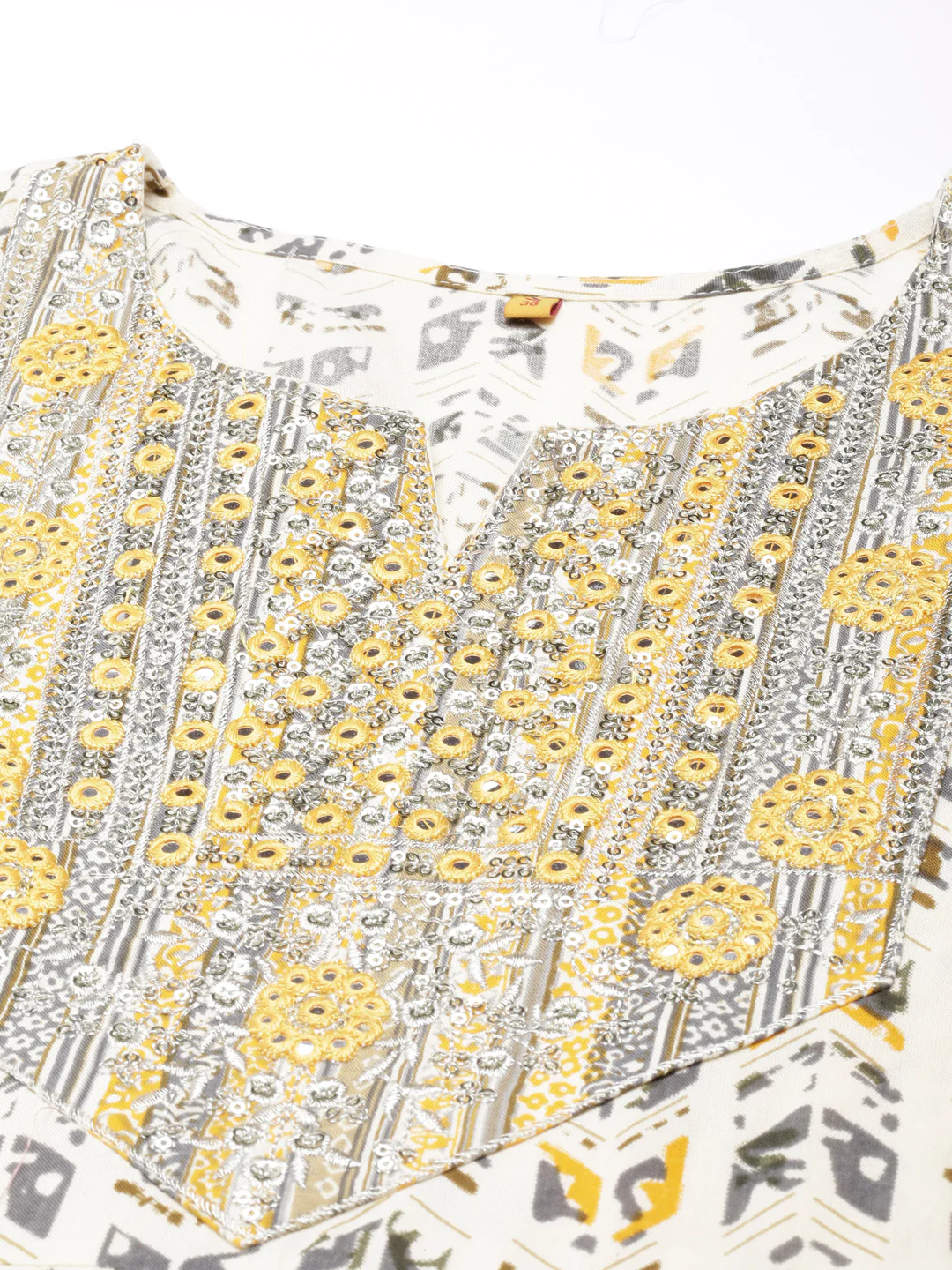 Neerus Yellow Flared Casual Floral Anarkali Kurta - Image 6