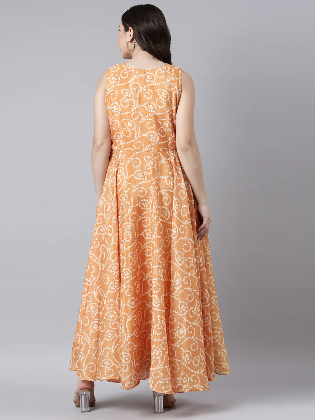 Neerus Yellow Flared Casual Floral Fit and Flare Dresses - Image 3