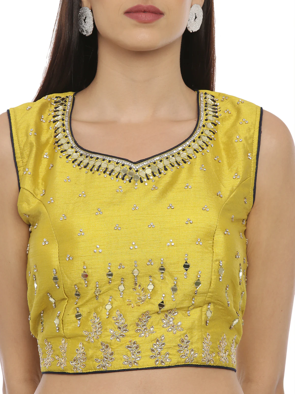 Neerus Yellow & Navy Embellished Lehenga Set - Image 3