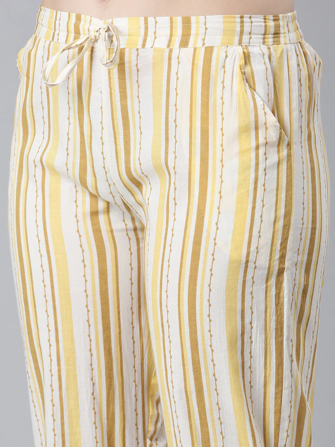 Neerus Yellow Panelled Straight Floral Kurta And Trousers With Dupatta - Image 6