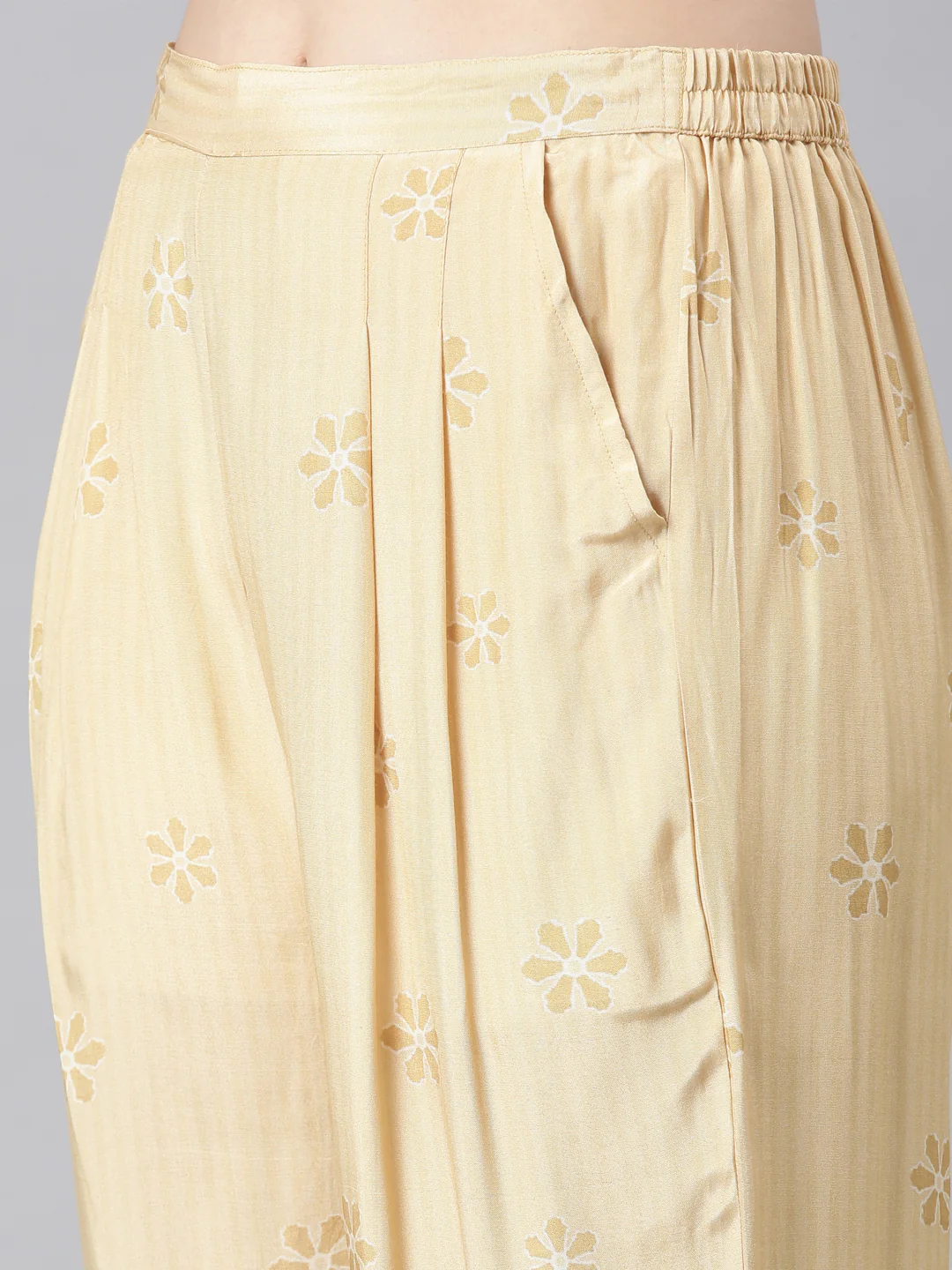 Neerus Yellow Panelled Straight Kurta and Trousers - Image 6