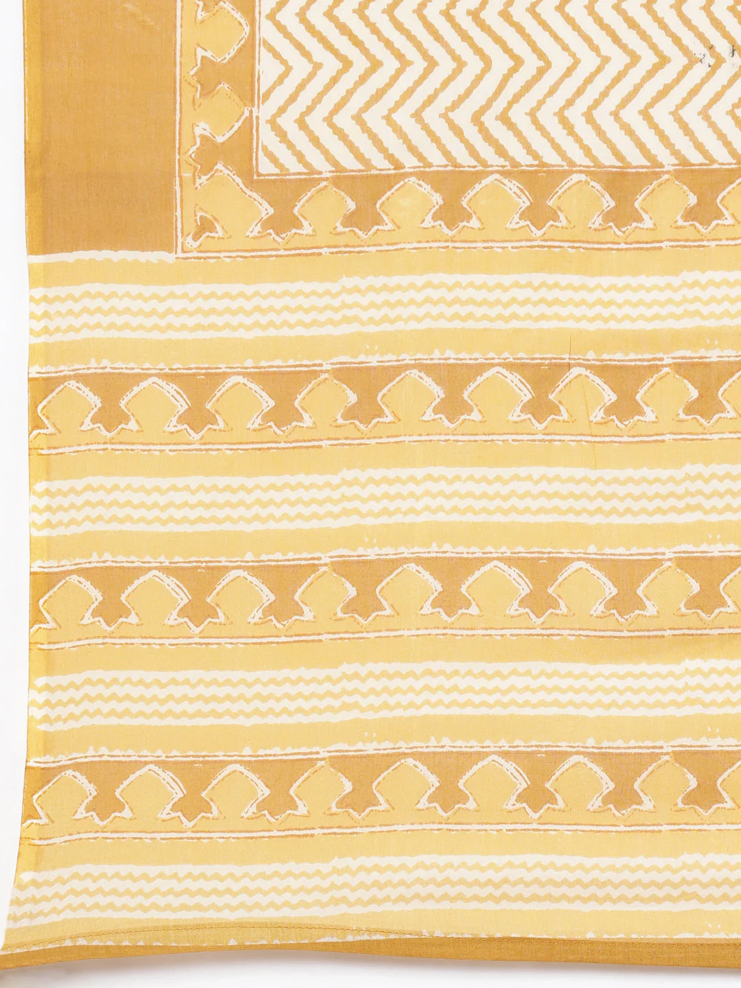 Neerus Yellow Panelled Straight Printed Kurta And Trousers With Dupatta - Image 8