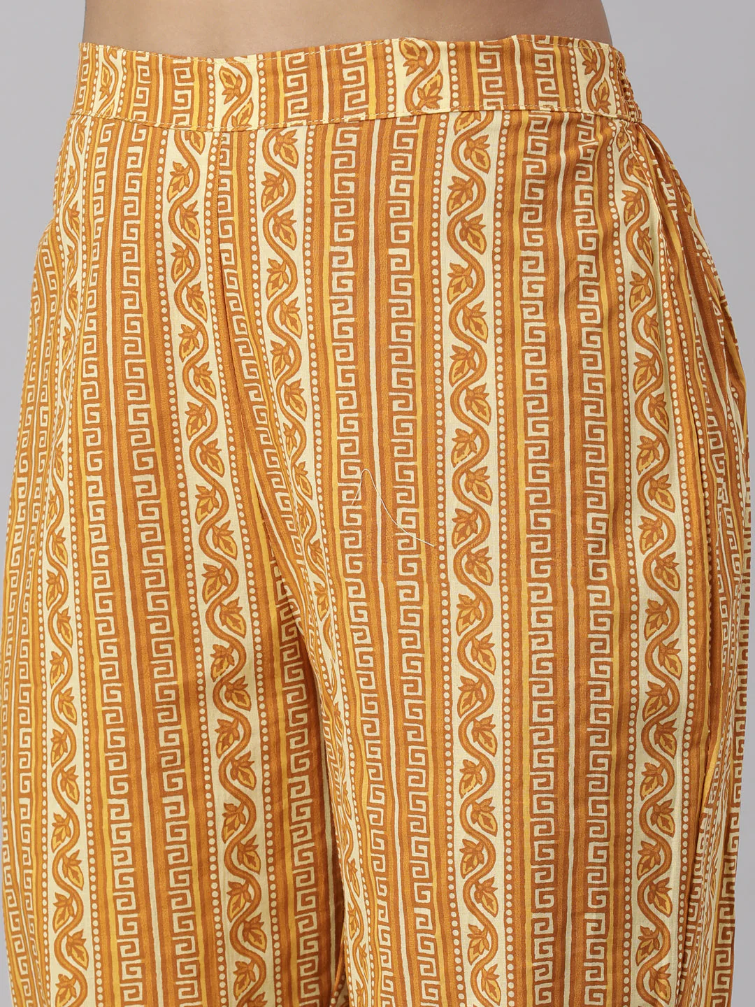 Neerus Yellow Panelled Straight Printed Kurta And Trousers With Dupatta - Image 7