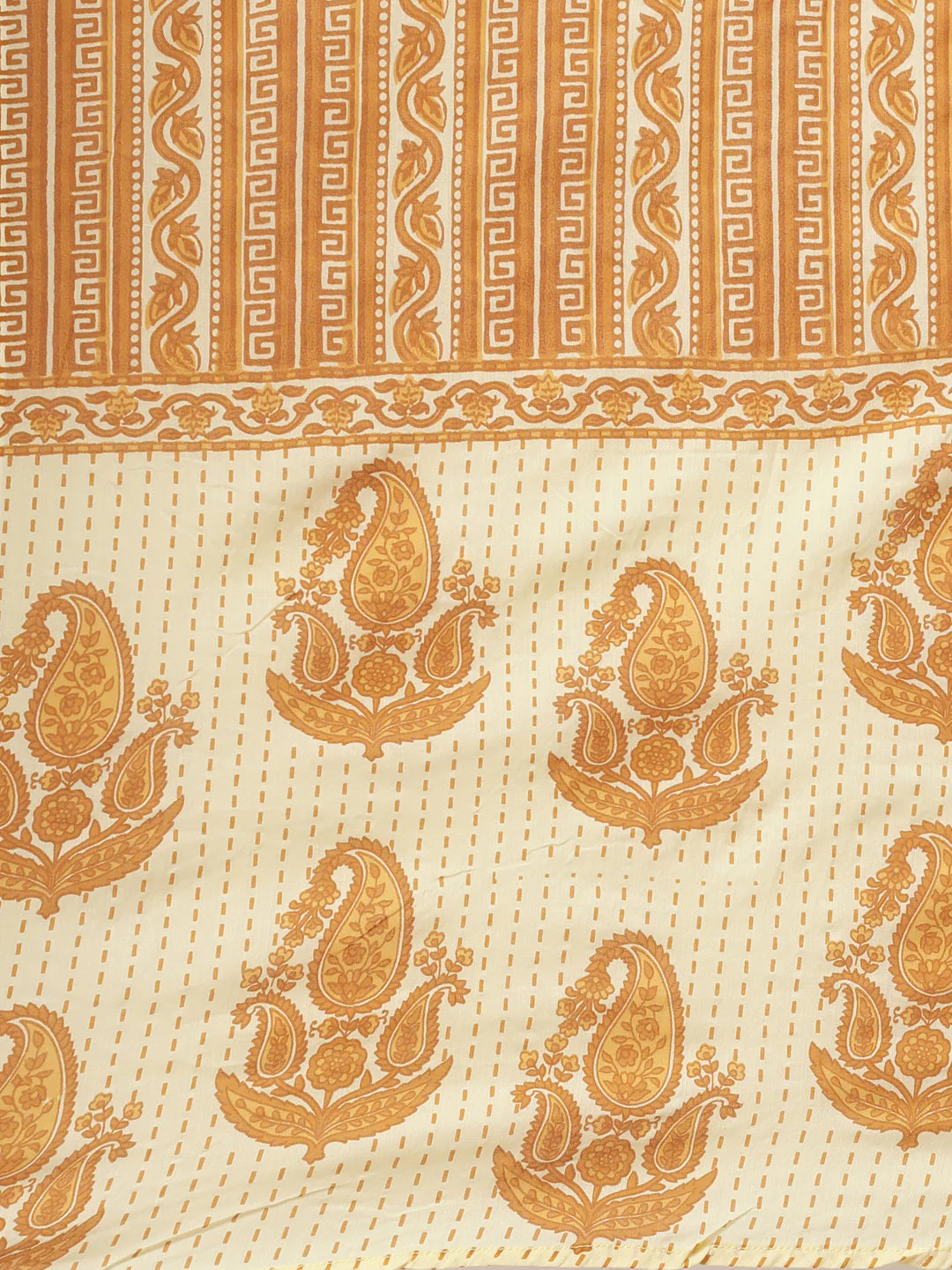 Neerus Yellow Panelled Straight Printed Kurta And Trousers With Dupatta - Image 8