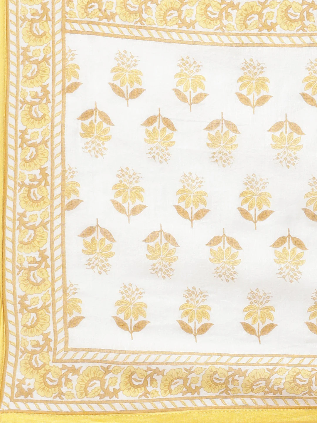 Neerus Yellow Panelled Straight Printed Kurta And Trousers With Dupatta - Image 8