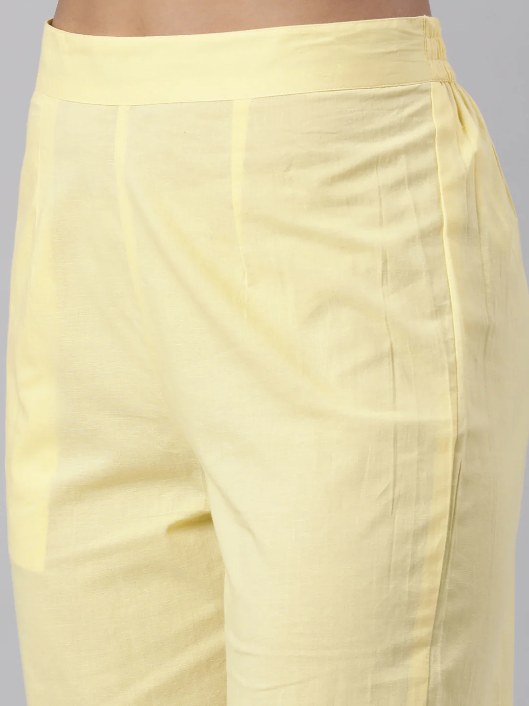 Neerus Yellow Panelled Straight Yoke Design Kurta And Trousers With Dupatta - Image 7
