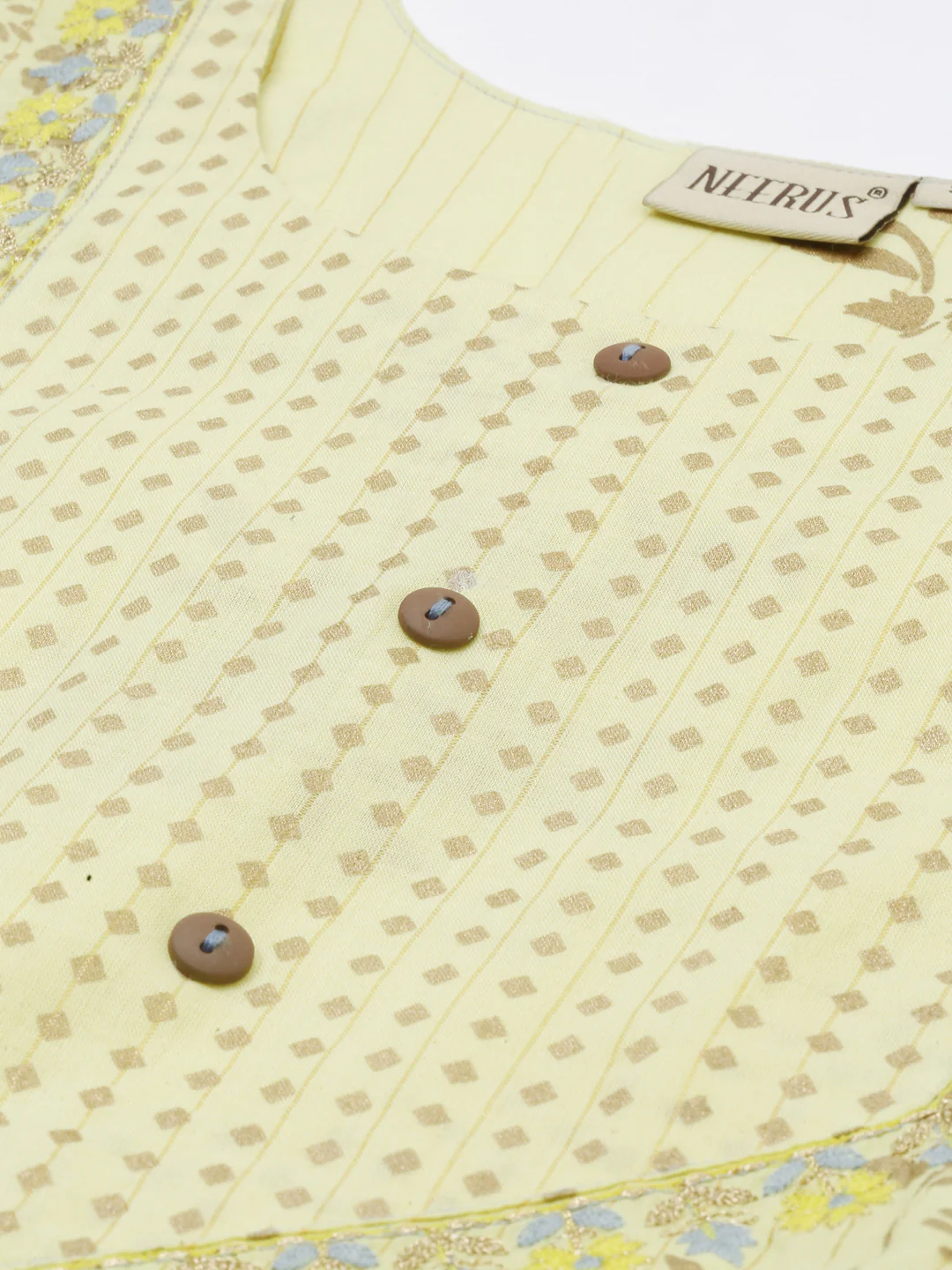 Neerus Yellow Printed A Line Kurta - Image 8
