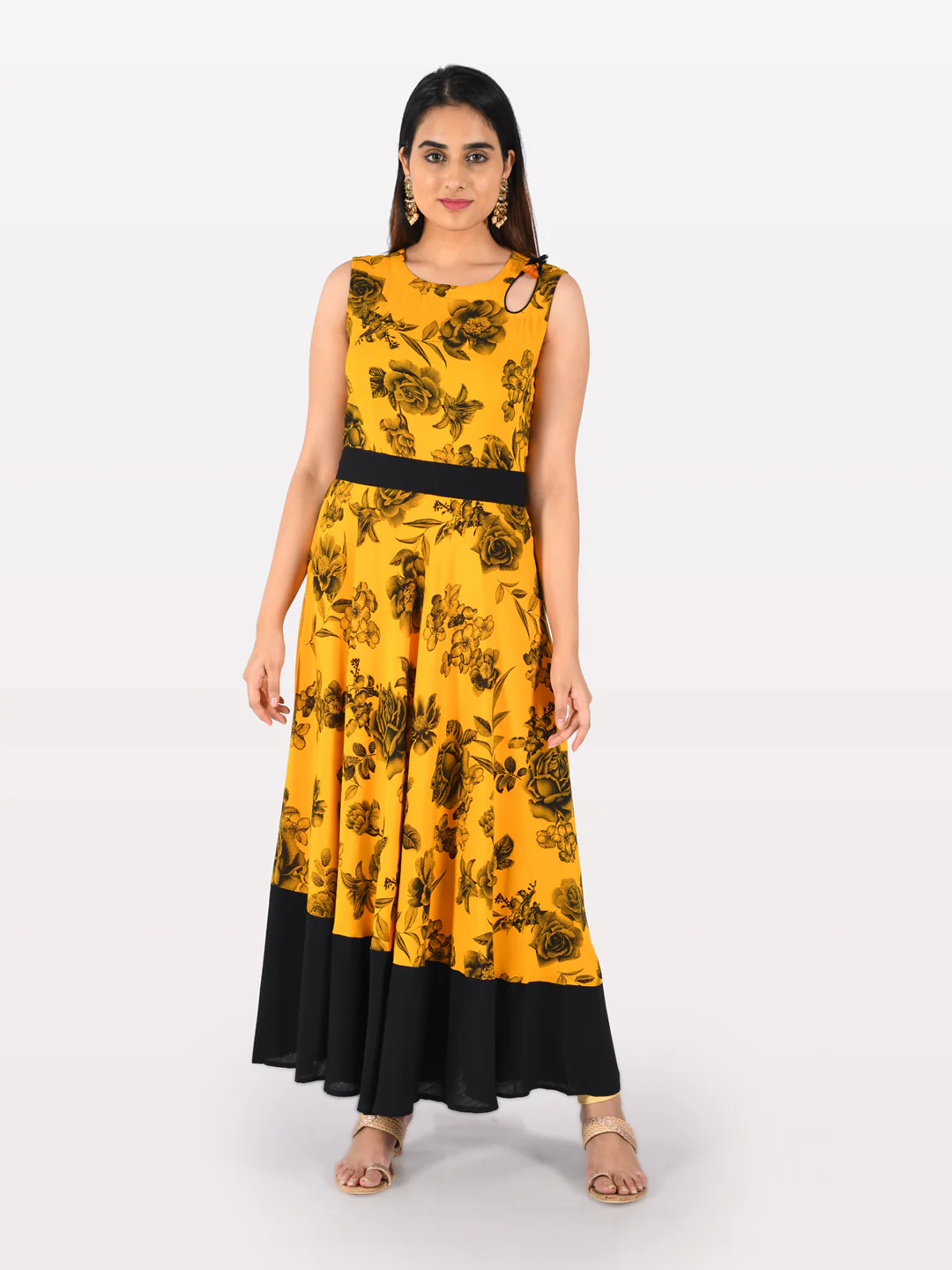 Neerus Yellow Printed Fit & Flare Kurta - Image 7