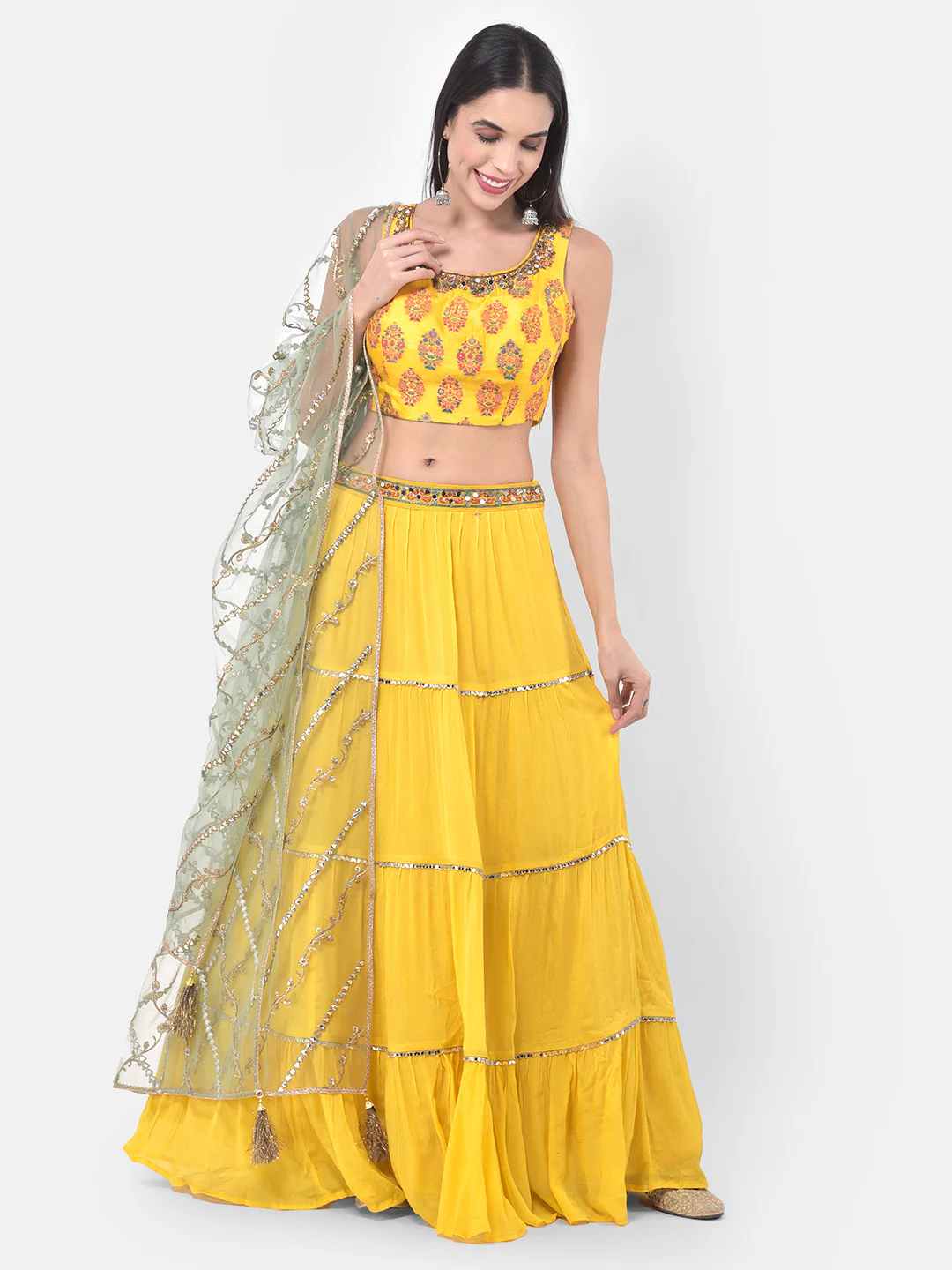Neerus Yellow Printed Lehenga Set - Image 6