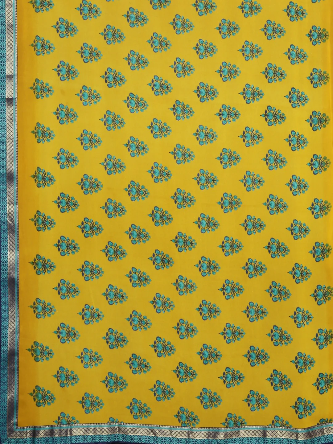 Neerus Yellow Printed Saree With Blouse - Image 4