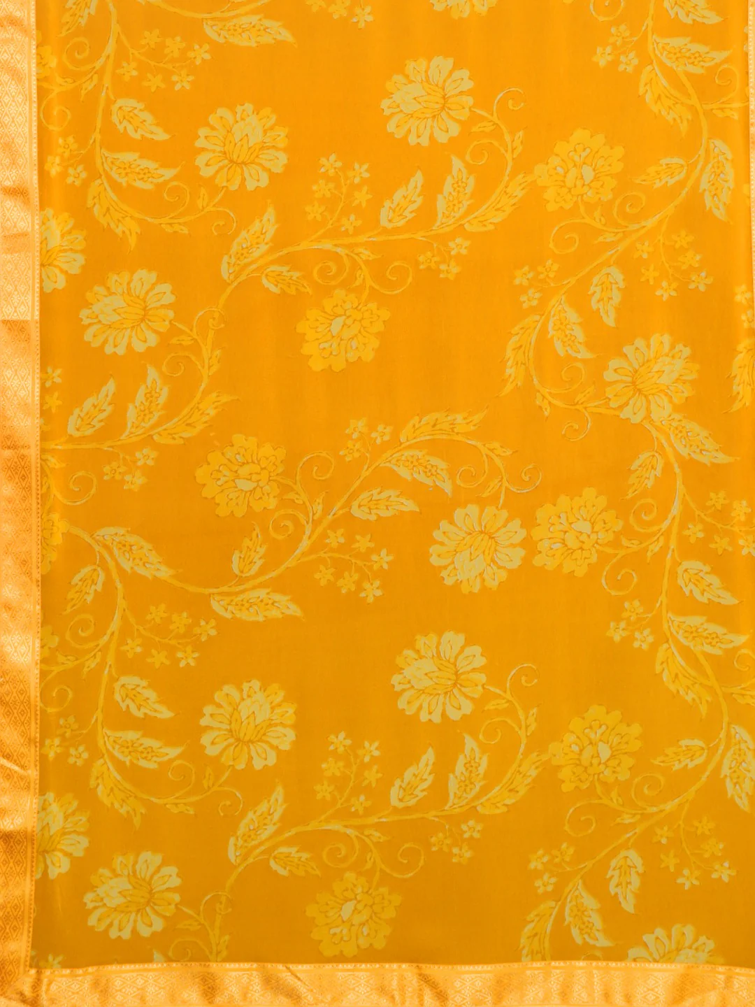 Neerus Yellow Printed Saree With Blouse - Image 3