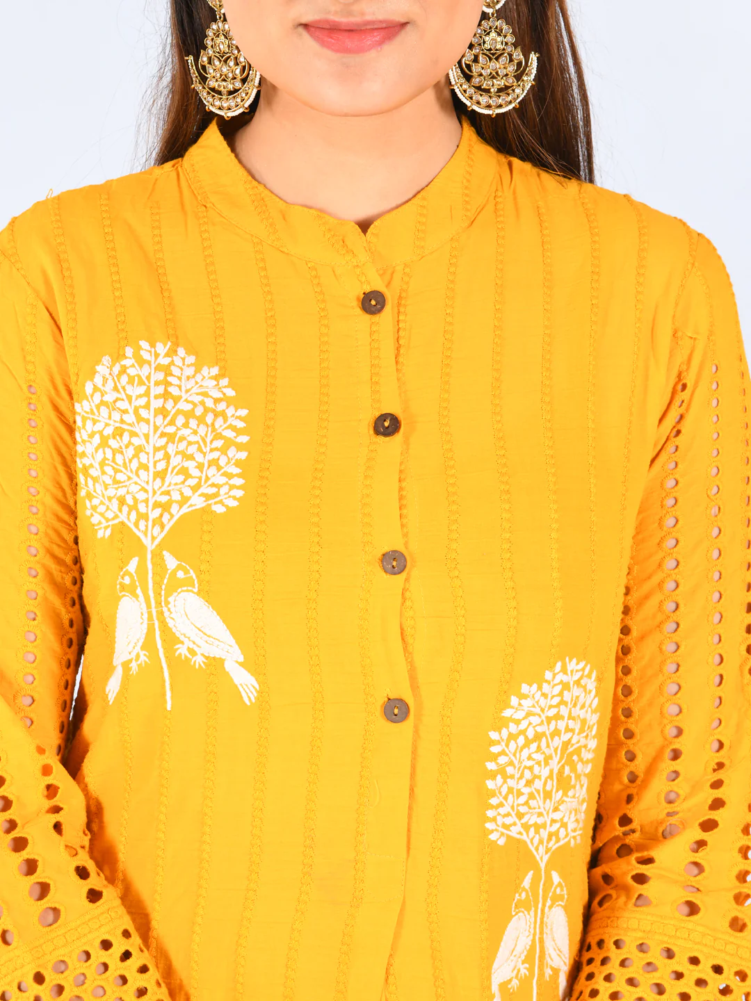 Neerus Yellow Printed Straight Kurta - Image 5
