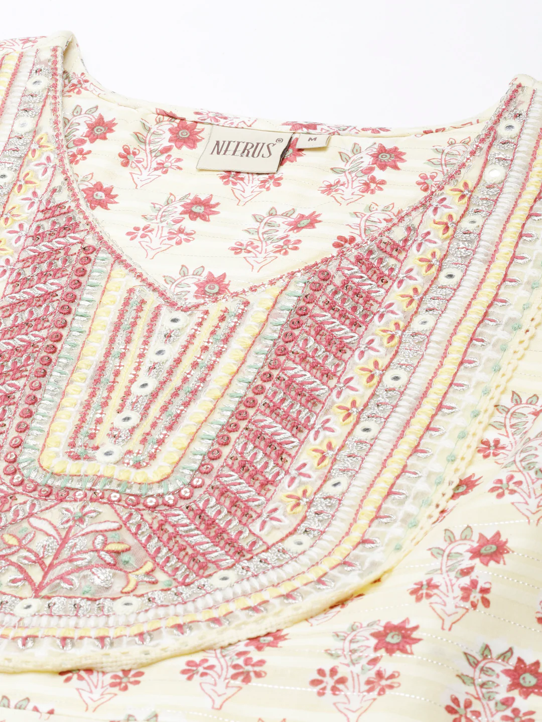 Neerus Yellow Regular Anarkali Kurta and Trousers With Dupatta - Image 4