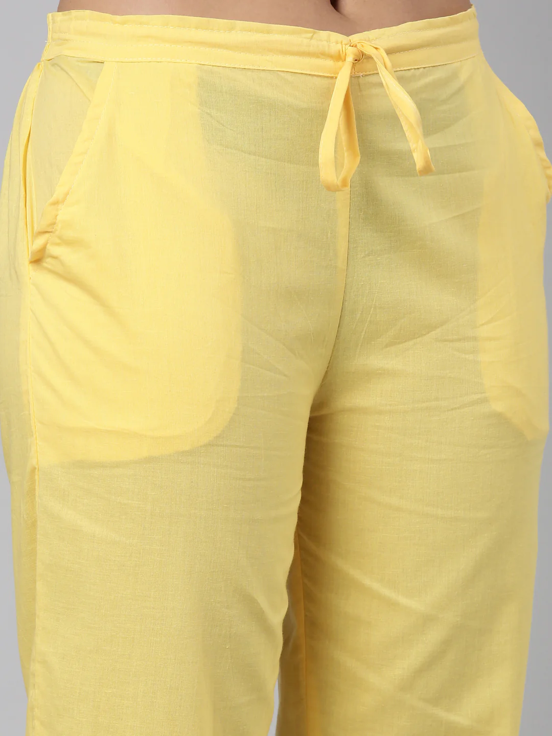 Neerus Yellow Regular Straight Dyed Kurta And Trousers With Dupatta - Image 6