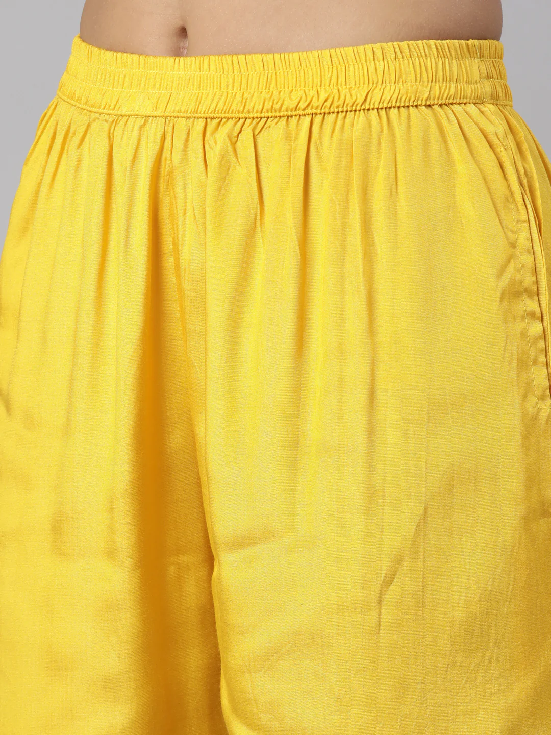 Neerus Yellow Regular Straight Floral Kurta And Trousers With Dupatta - Image 6