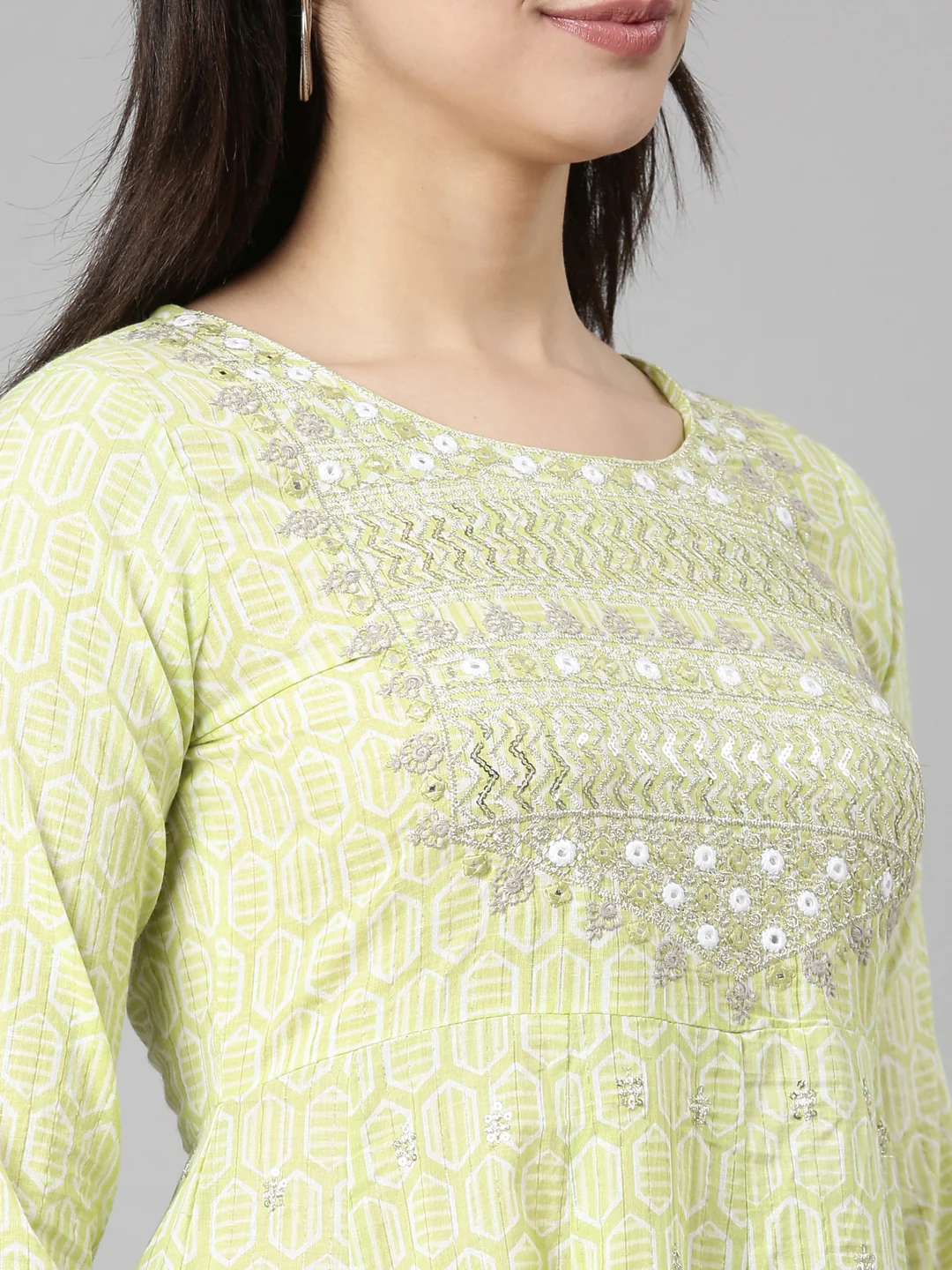 Neerus Yellow Regular Straight Floral Readymade suits - Image 4