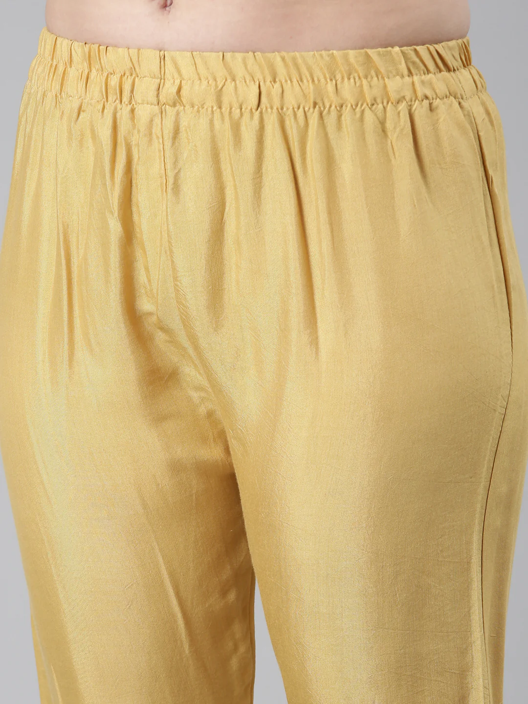 Neerus Yellow Regular Straight Floral Kurta And Trousers With Dupatta - Image 5