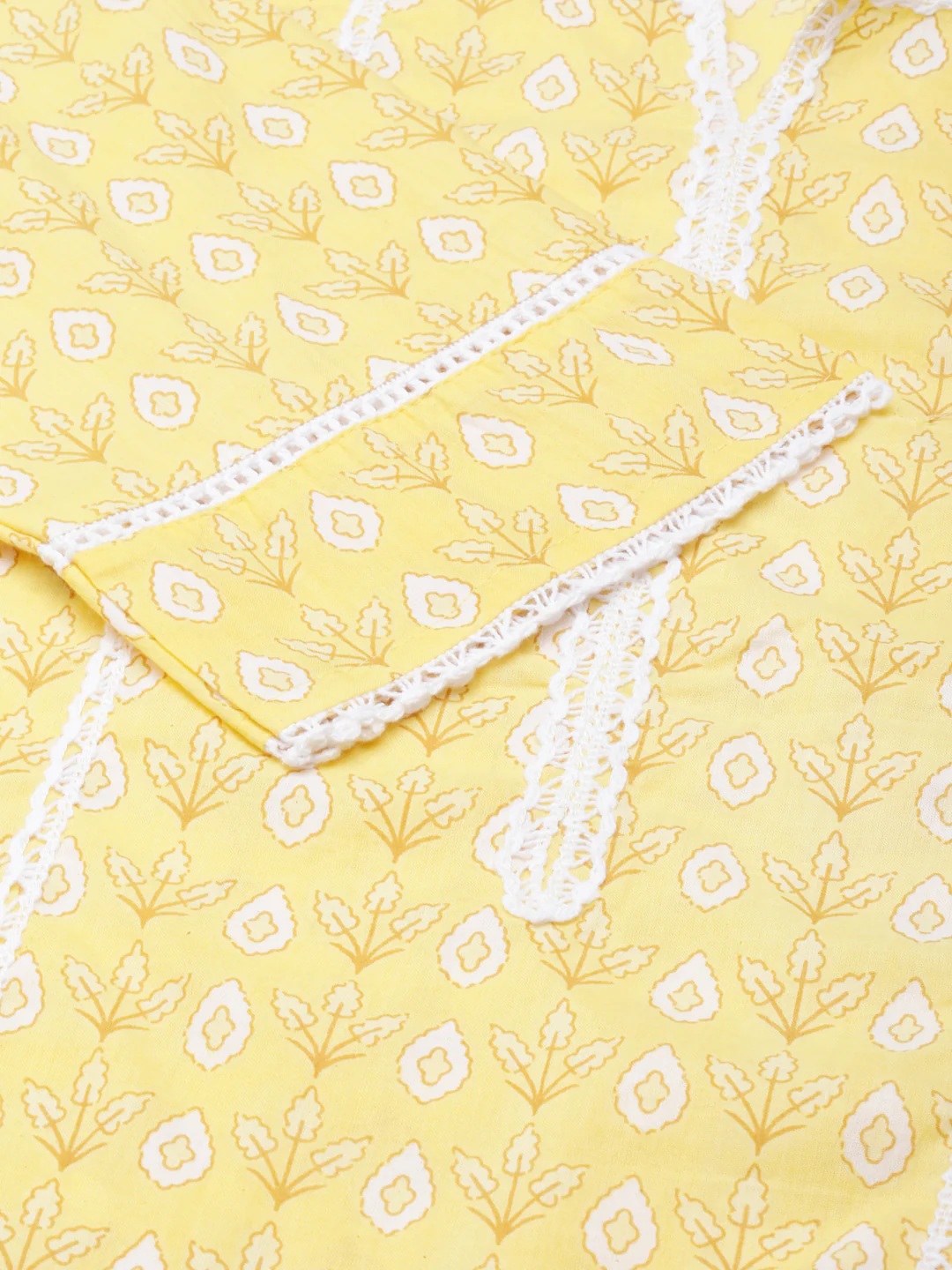 Neerus Yellow Regular Straight Printed Kurta and Trousers With Dupatta - Image 4