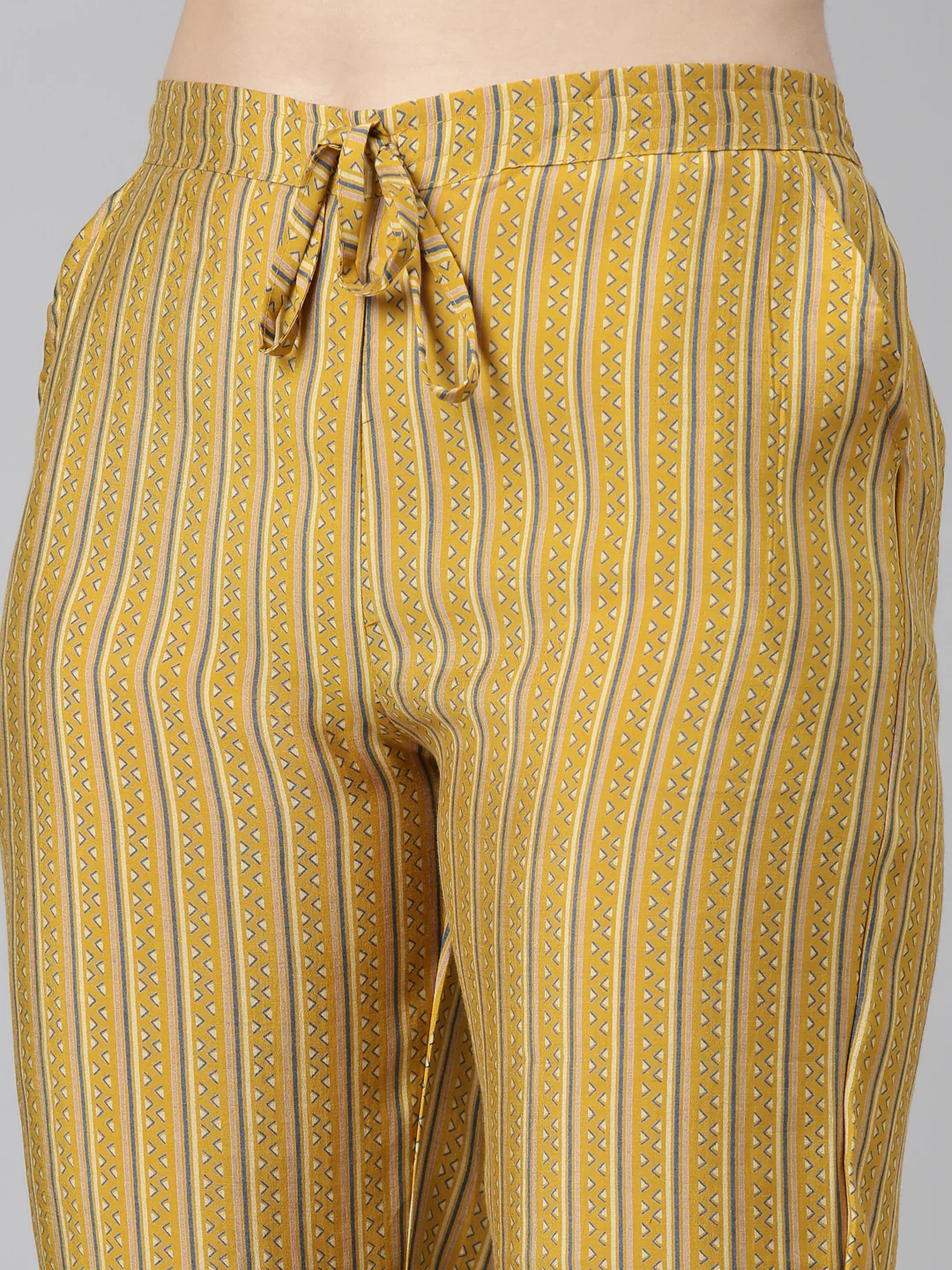Neerus Yellow Regular Straight Printed Kurta And Trousers With Dupatta - Image 6