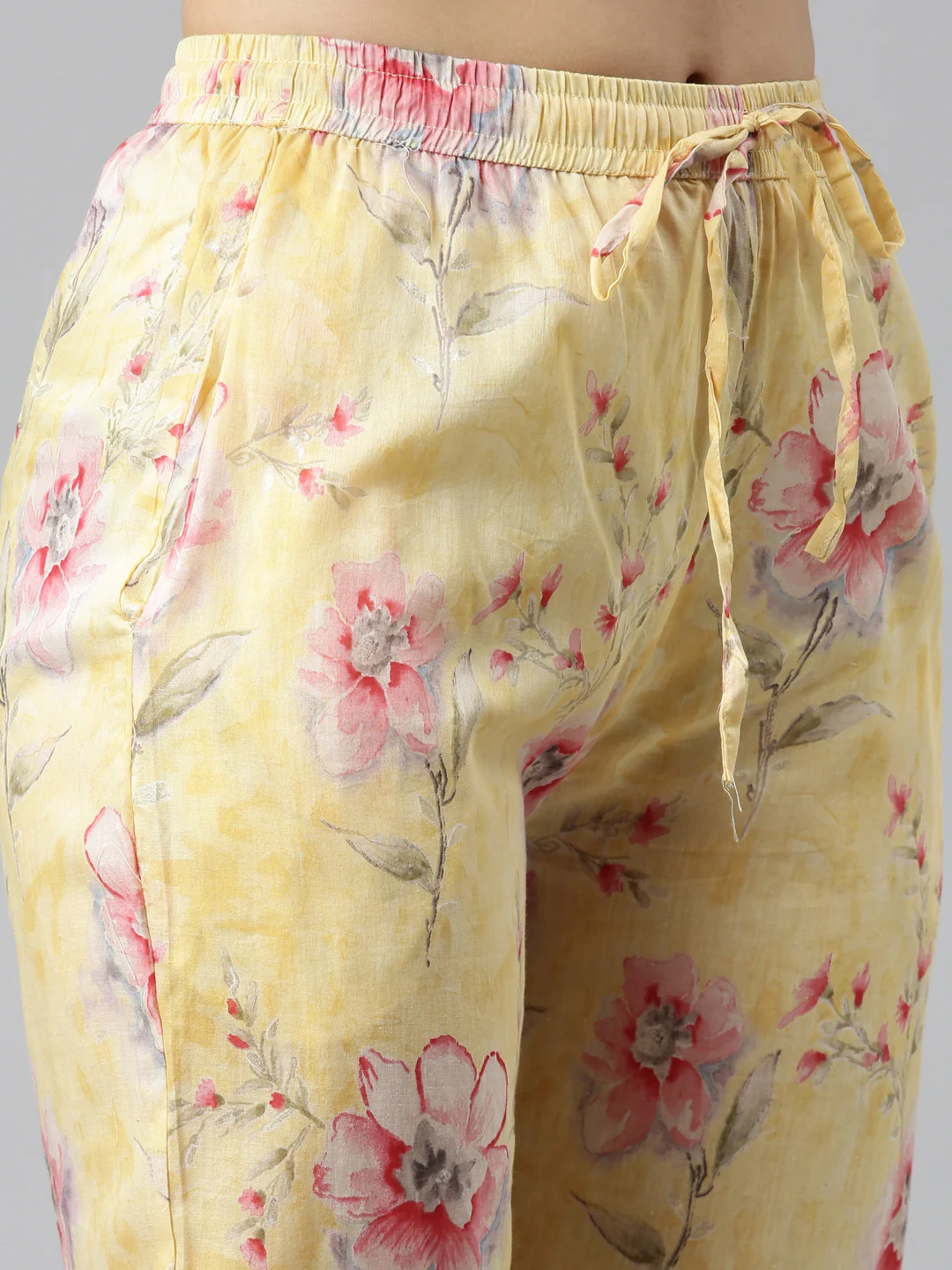 Neerus Yellow Regular Straight Printed Kurta And Trousers With Dupatta - Image 6