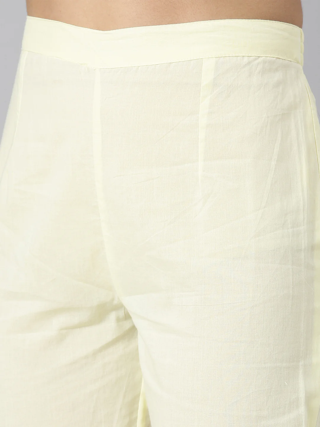 Neerus yellow Regular Straight Solid Kurta and Trousers With Dupatta - Image 6