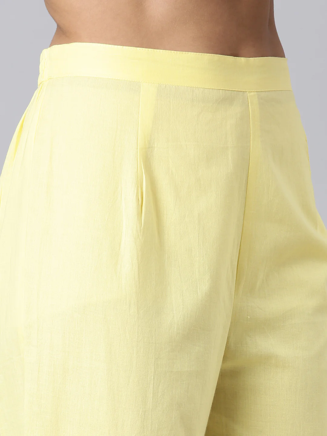 Neerus Yellow Solid Straight Kurta and Trousers With Dupatta - Image 6