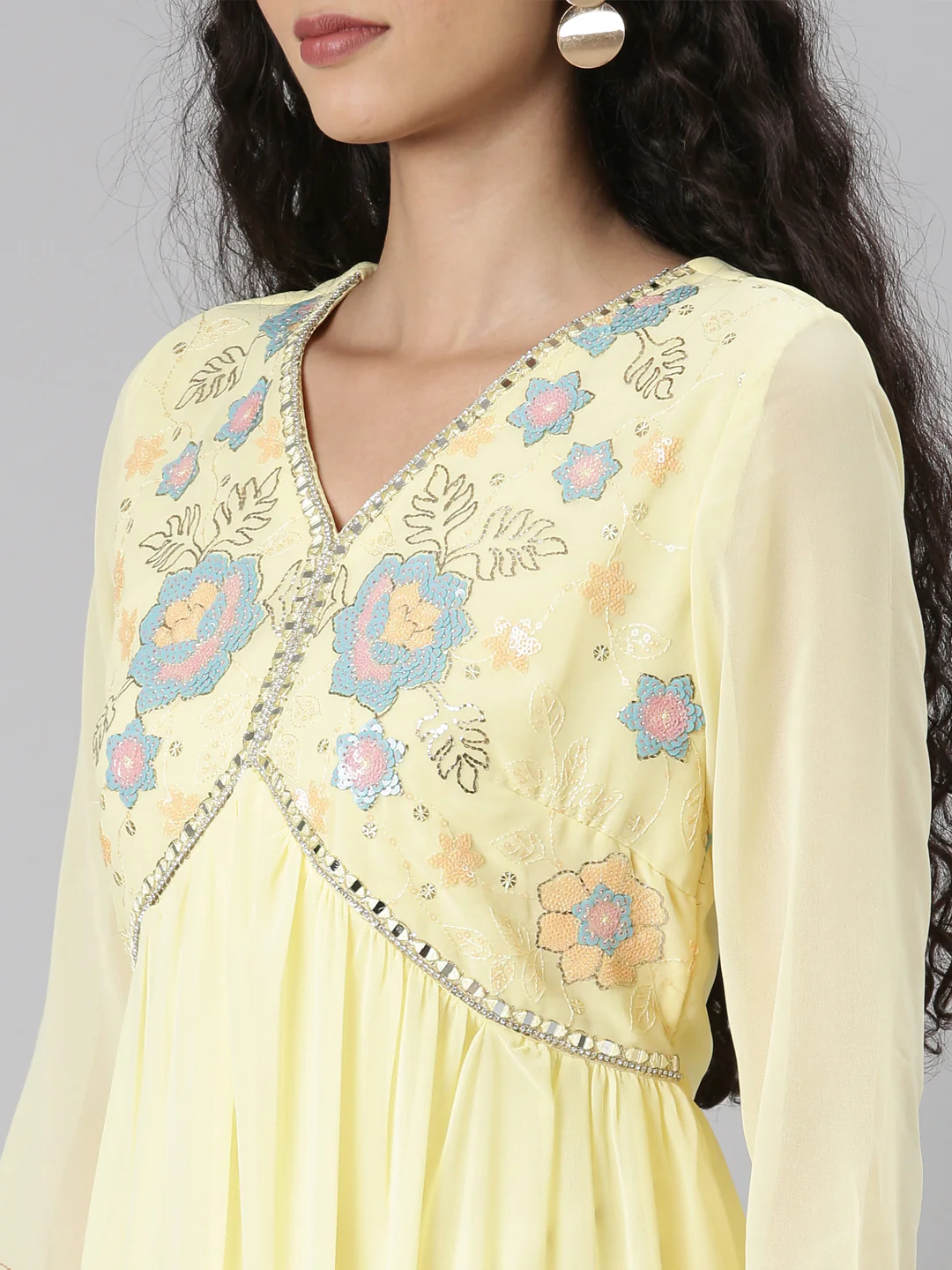 Neerus Yellow Straight Casual Floral Maxi Dresses - Image 5