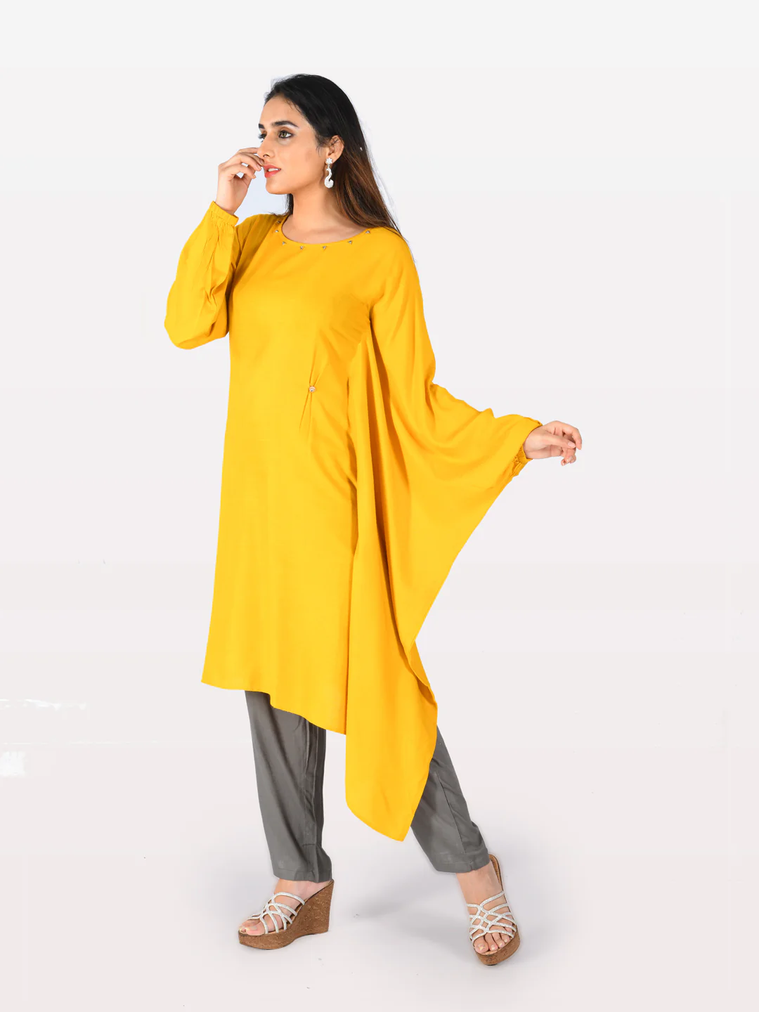 Neerus Yellow Straight Kurta - Image 2
