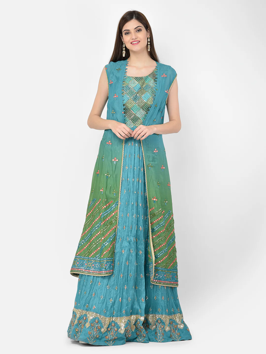 Neerus'S Green Color Georgette Fabric Suit-Anarkali - Image 2