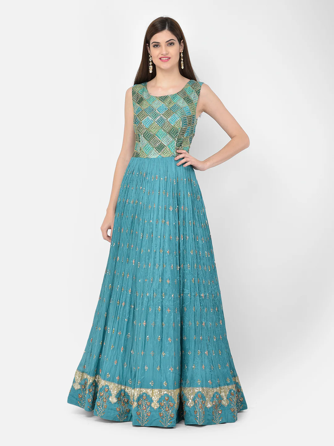 Neerus'S Green Color Georgette Fabric Suit-Anarkali - Image 4