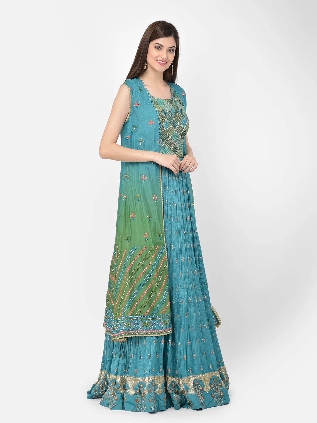 Neerus'S Green Color Georgette Fabric Suit-Anarkali - Image 5