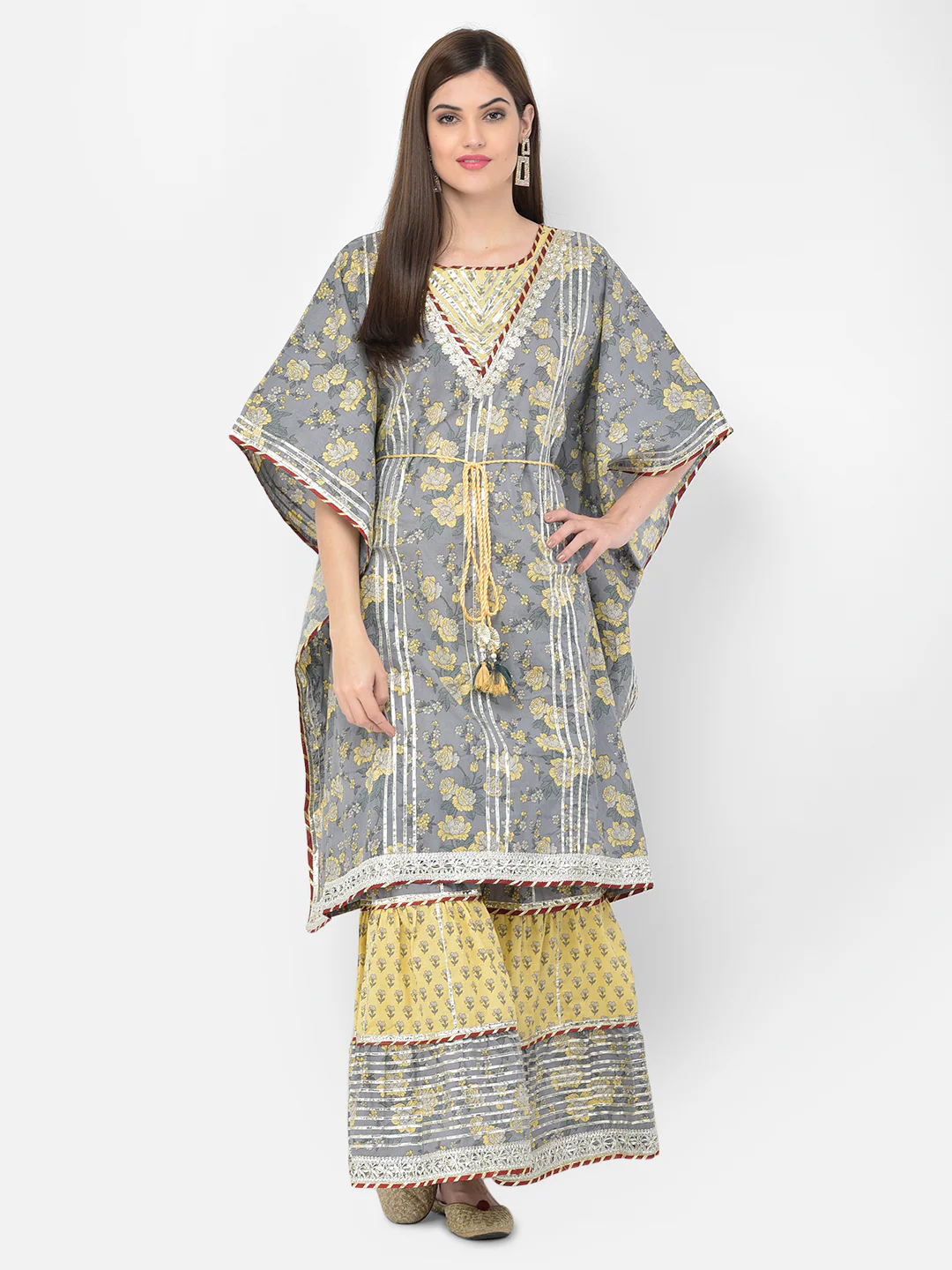 Neerus'S Grey Color Cotton Fabric Suit-Plazzo - Image 8