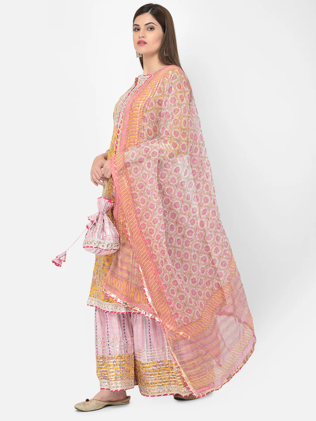 Neerus'S Mustard Color Cotton Fabric Suit - Image 3
