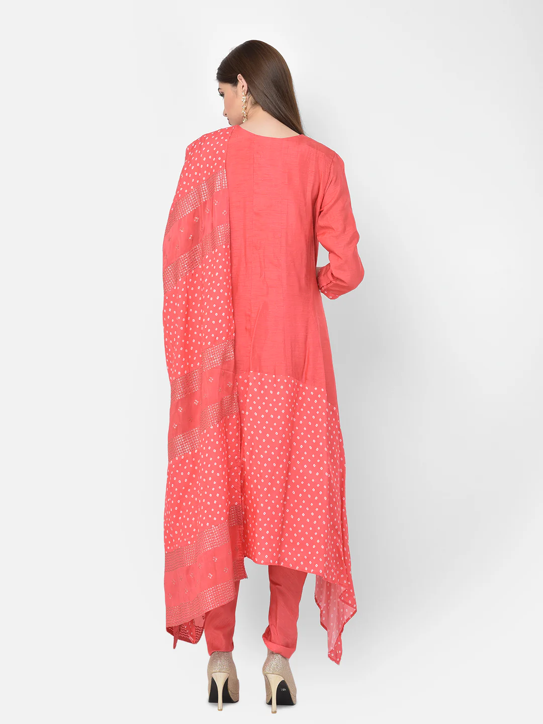 Neerus'S Tomato Color Silk Fabric Suit-Pant - Image 5