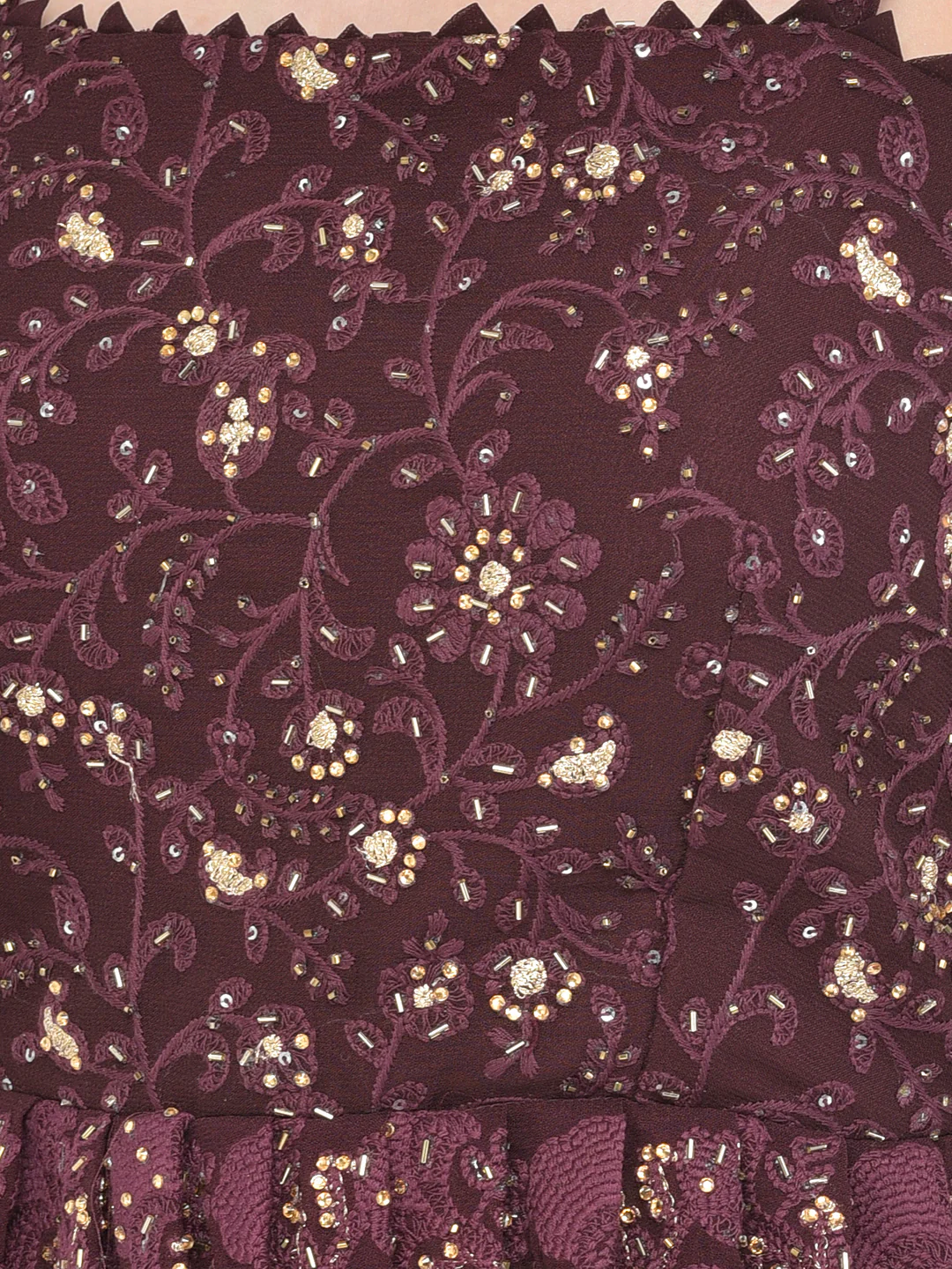 Neerus'S Wine Color Georgette Fabric Suit-Peplum - Image 10
