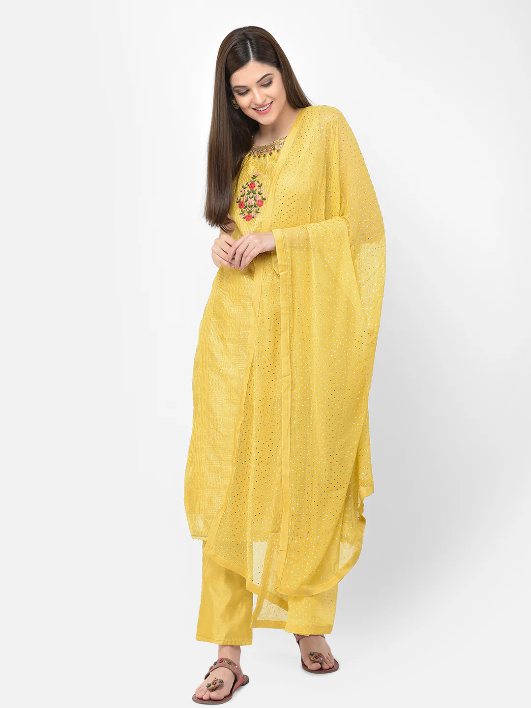 Neerus'S Yellow Color Chanderi Fabric Suit-Pant - Image 2