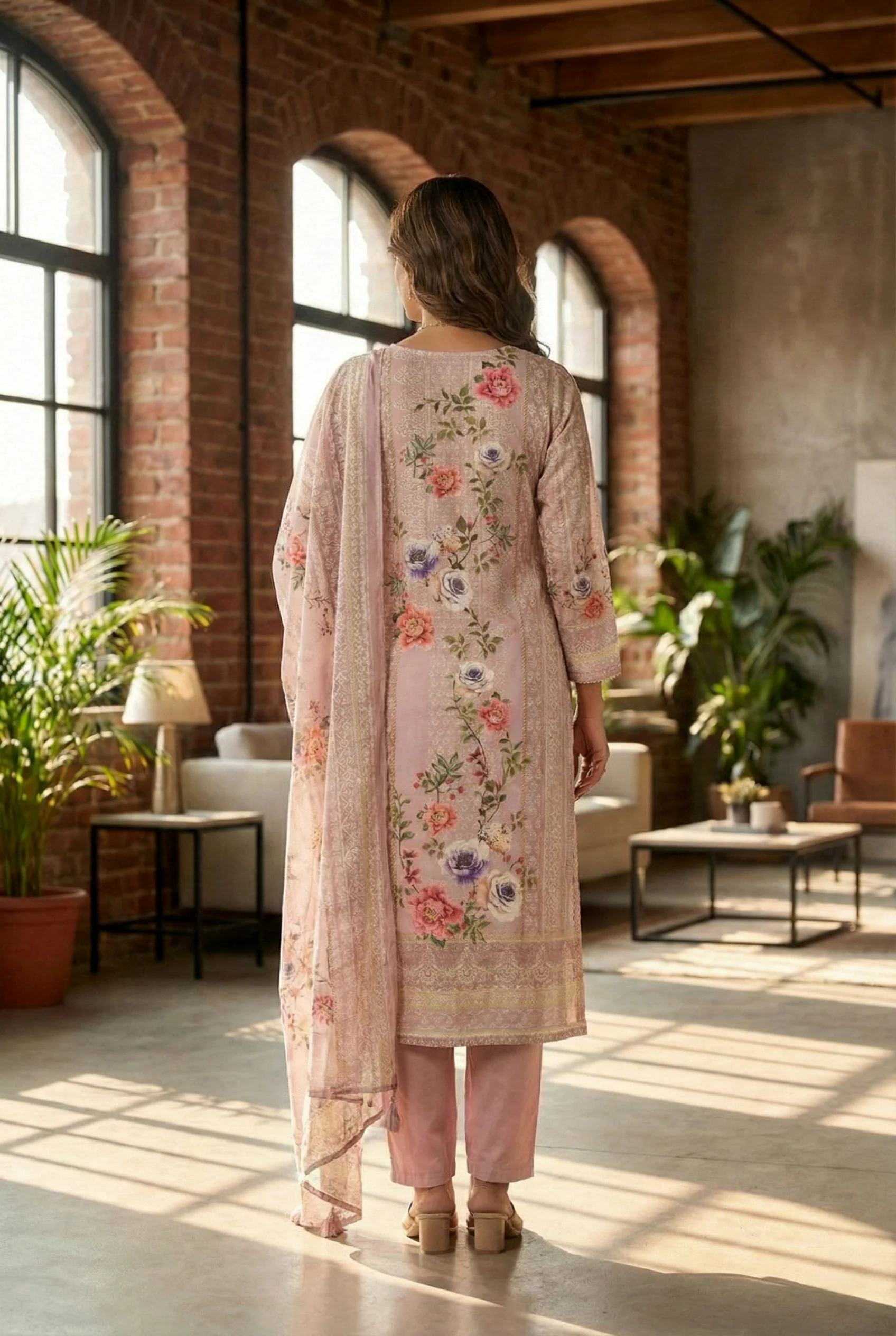 Onion Muslin Digital Printed Three Piece Set - Image 2