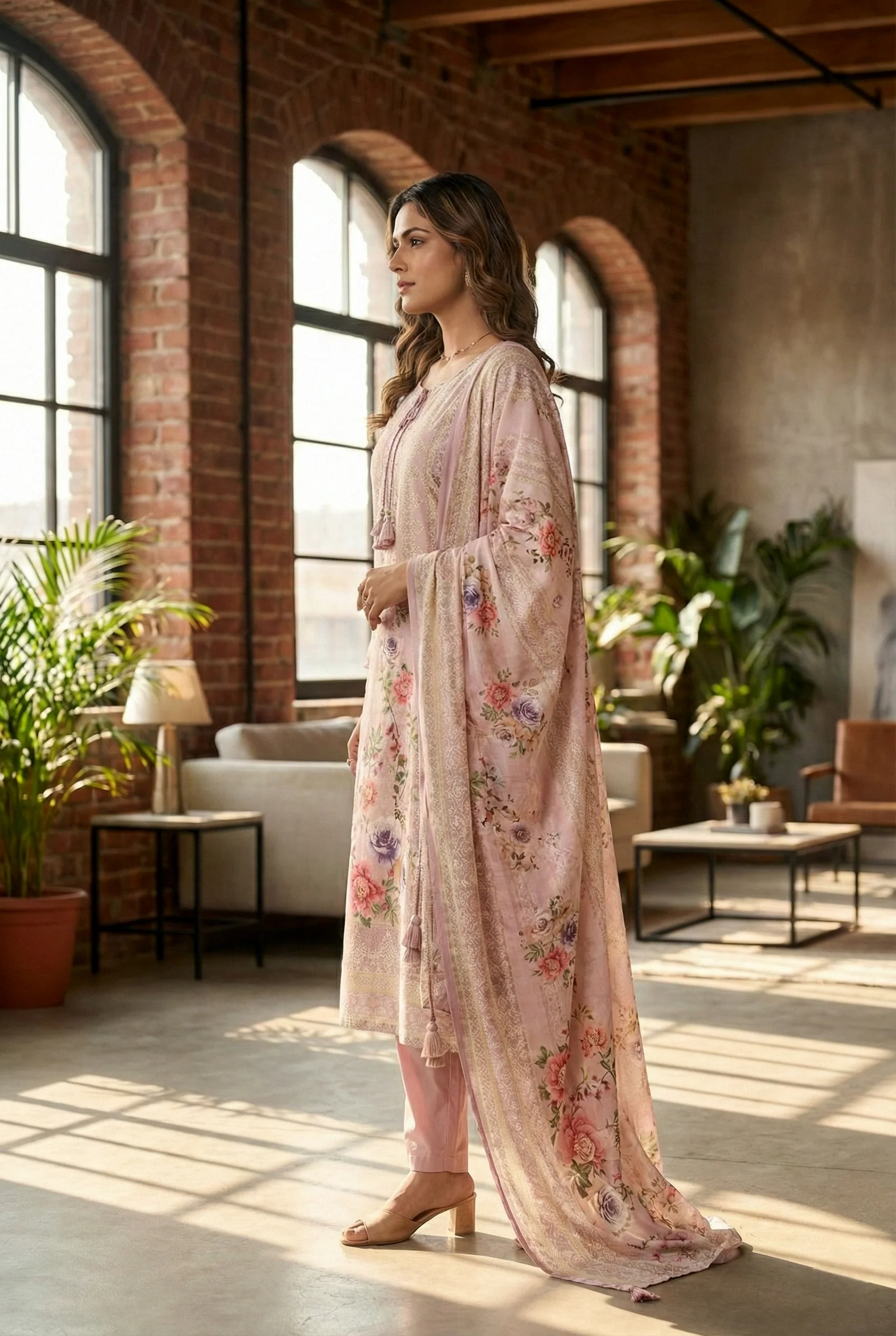 Onion Muslin Digital Printed Three Piece Set - Image 3