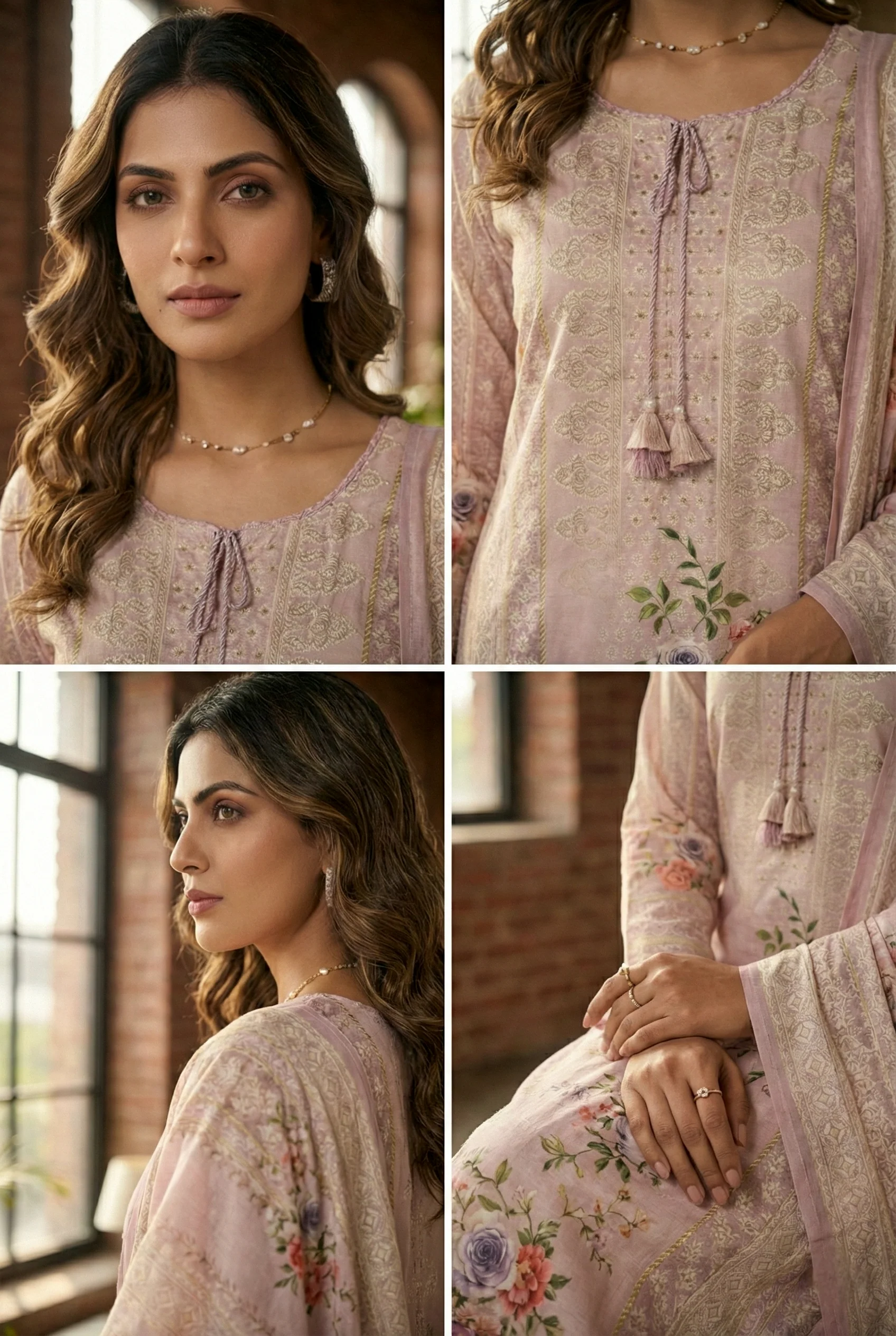 Onion Muslin Digital Printed Three Piece Set - Image 5
