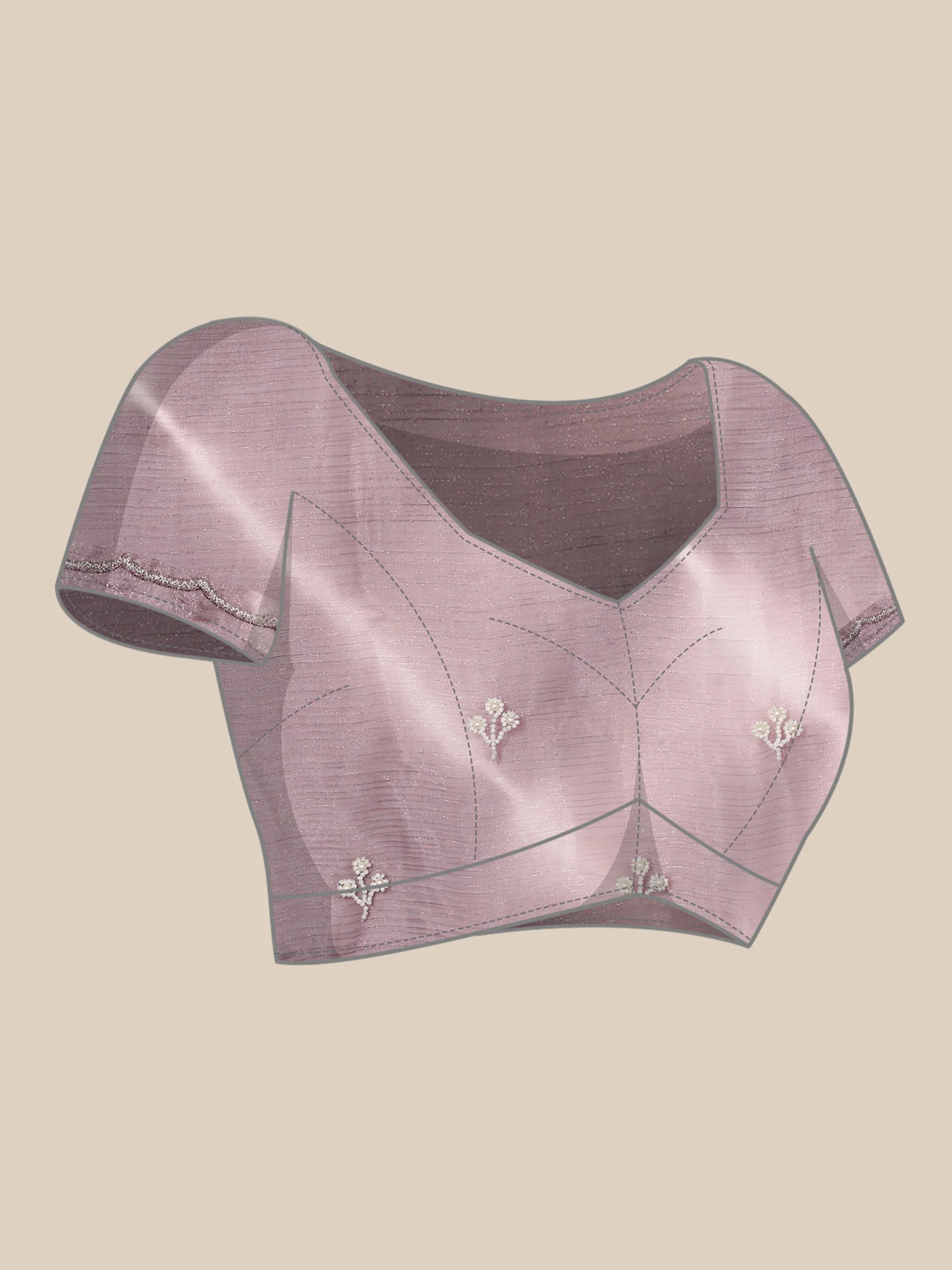 Onion pink Jimmy organza tie dye hand embroidery saree - Image 6