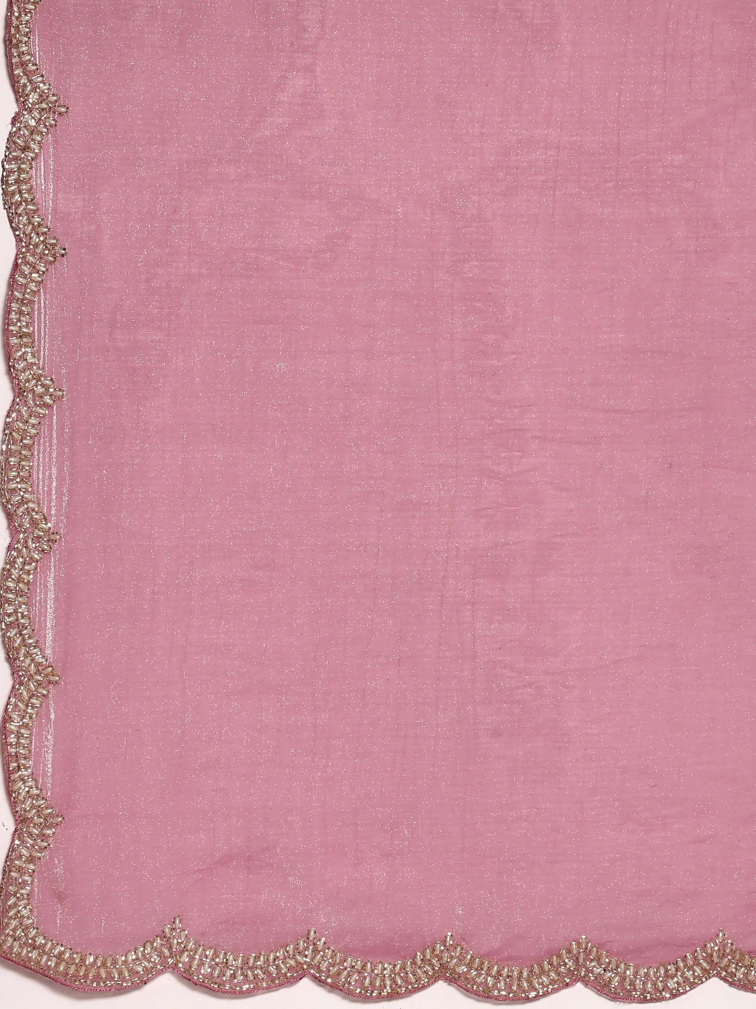 Onion pink Jimmy tissue saree with stones & cut Dana embroidery - Image 5