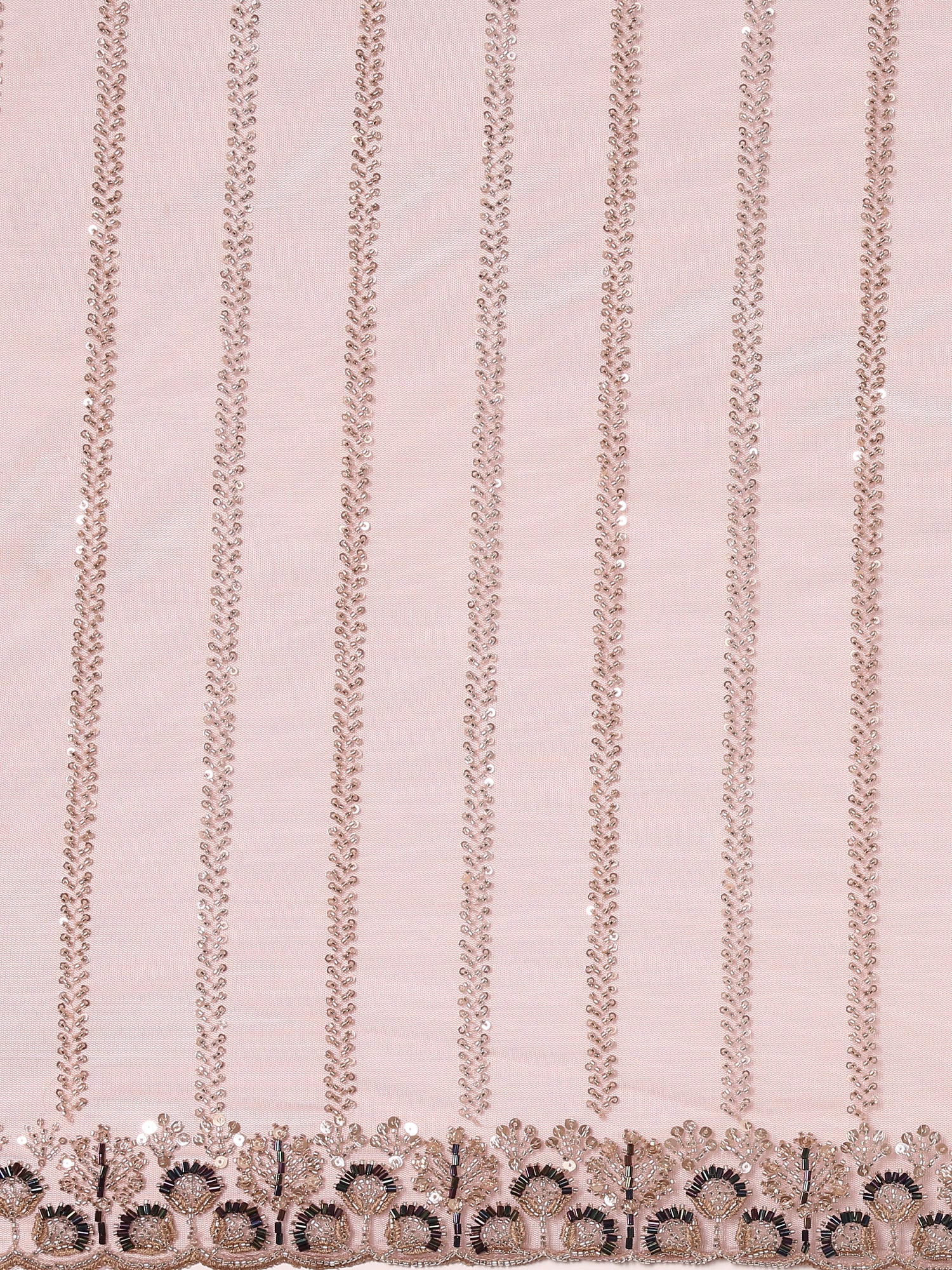 Onion Pink Net Embroidery Saree - Image 5