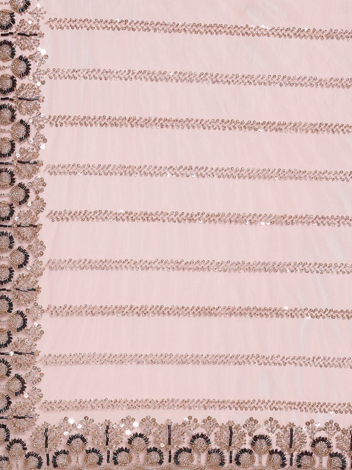 Onion Pink Net Embroidery Saree - Image 6